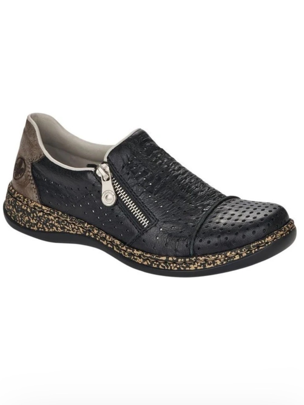 Rieker Antistress Black Perforated Side Zip Comfort Casual shoes, size 36